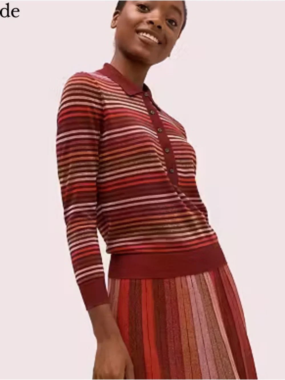 kate spade Metallic Stripe Polo Sweater